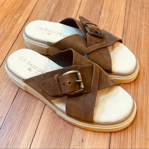 G.H. Bass & Co. Shoes - G.H.Bass Olive suede slides size 8